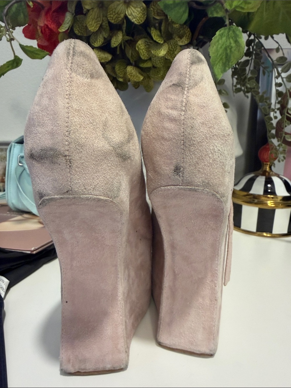 Jeffrey Campbell SCUFFED Blush Pink Suede nightwalk Extreme Platform Wedges - Picture 4 of 5